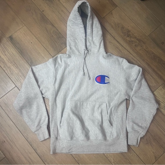 Champion Other - Champion Reverse Weave Men’s Medium Gray Hoodie Big C Logo Kangaroo Pockets